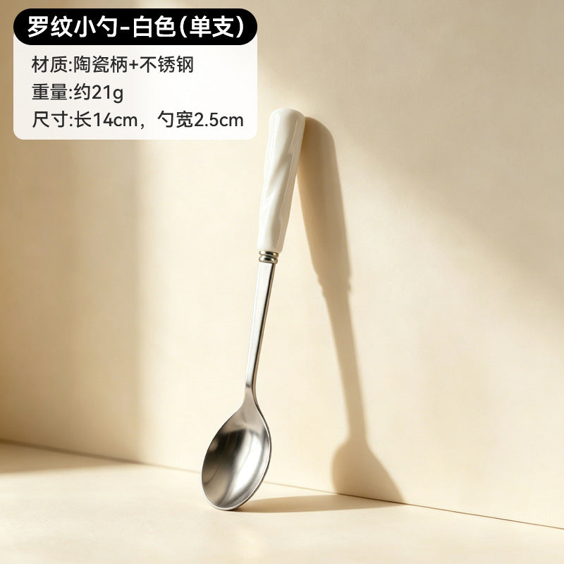 304 food grade stainless steel twisted fruit fork set creative colorful storage cup ceramic cup holder wholesale