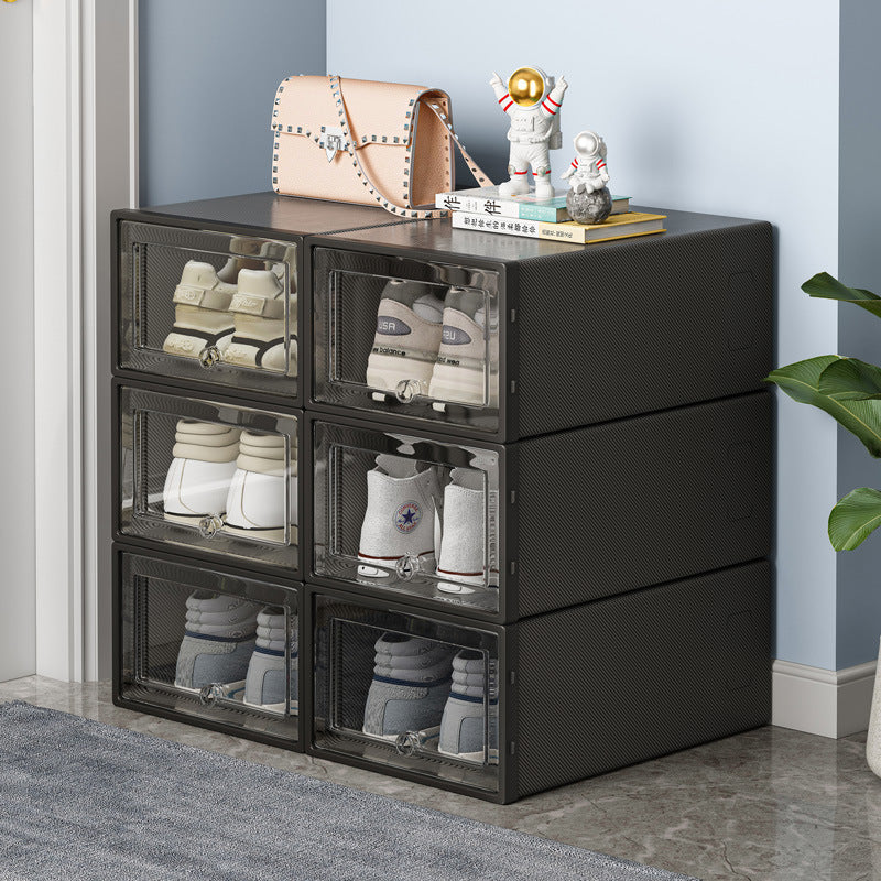 Folding shoe box household door shoe rack shoe storage box drawer type transparent shoe cabinet storage box saves space