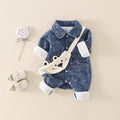 Baby fashion newborn outwear spring & fall clothes long sleeves denim one-piece clothes outwear