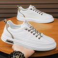 Men's slip-on winter aviator casual shoes, men's athletic flat shoes, non-slip waterproof white leather shoes for spring