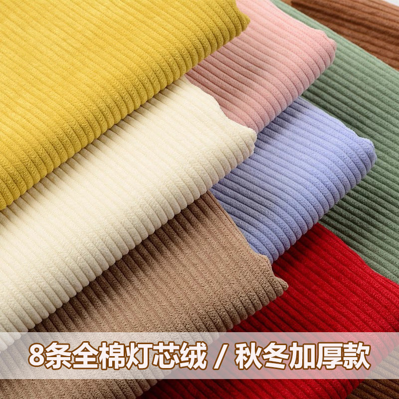 Cotton 8 corduroy fabric 8 pits non-elastic pure cotton corduroy fabric luggage throw pillow handbag clothing pants