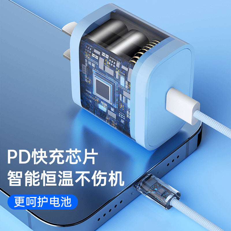 Colorful pd 20w apple charger, compatible with apple 17 pro phones, fast charging adapter, cross-border us standard charging head set