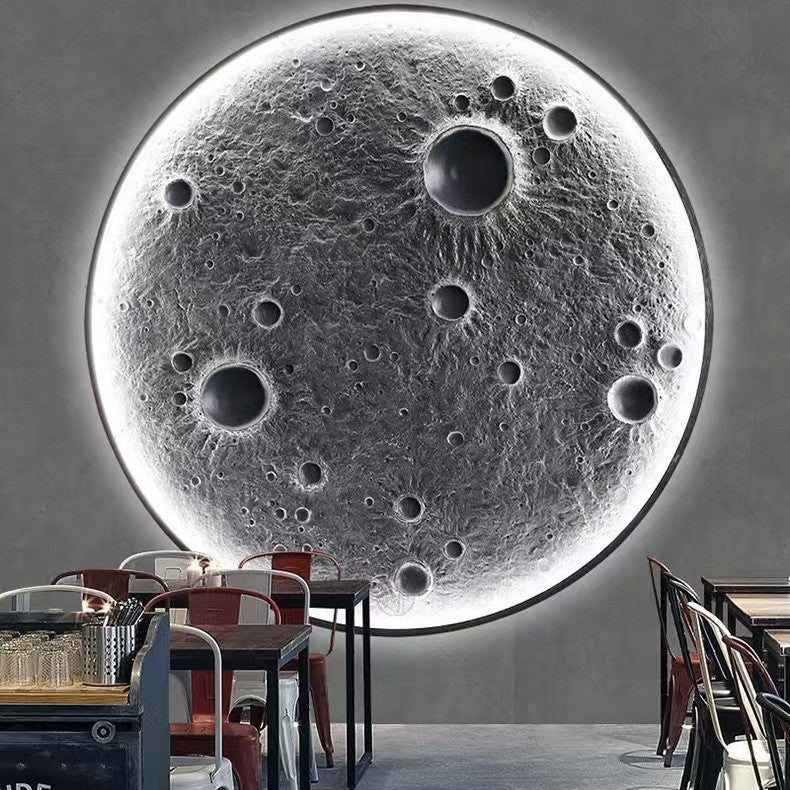 Three-dimensional relief moon lamp wall lamp living room background wall wall hanging moon lamp B & B outdoor decoration mural ambient lamp