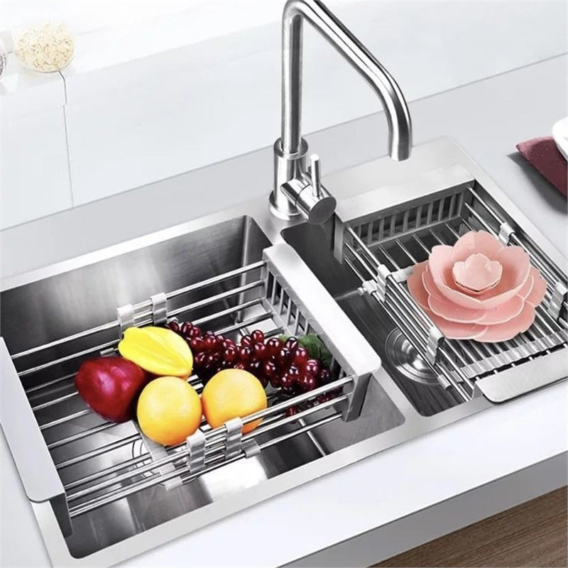 Sink Drain Basket Retractable Vegetable Basin Kitchen Washing Water Vegetable Filter Basket Household Dish Rack Dish Storage Rack