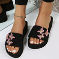 2024 summer new european and american fashion butterfly thick sole slippers women's aliexpress plus size wedge heel flat sandals