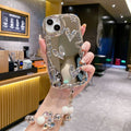 Three-dimensional wave electroplating suitable for apple 16pro bear mobile phone case iphone11 bead bracelet tpu protective cover