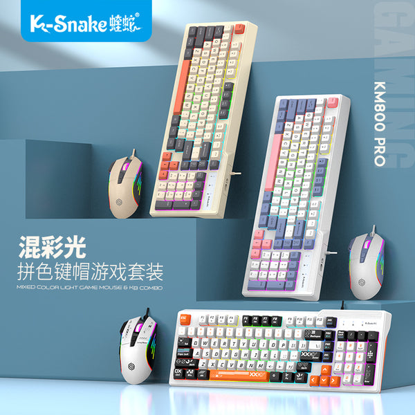 Viper KM800 Pro Mechanical Feel Gaming Keyboard Mouse Kit Laptop Office Wired Keyboard and Mouse