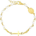 hot-selling jewelry cross bracelet for women, high-end micro-paved imitation pearl bead chain, non-fading copper jewelry wholesale