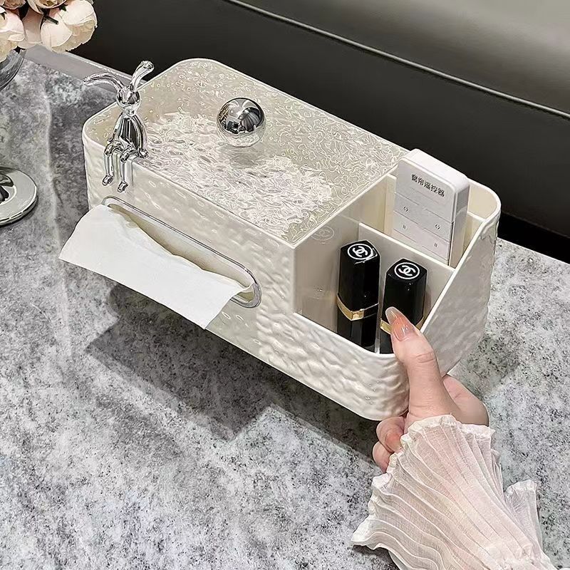 Creative light luxury tissue box, living room high-end carton, household high-end coffee table, desktop multi-functional paper drawing storage box