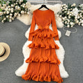 Classy banquet dress classyaccessible luxuryniche styleruffles cake skirt heavy industry pleated silmlongdress