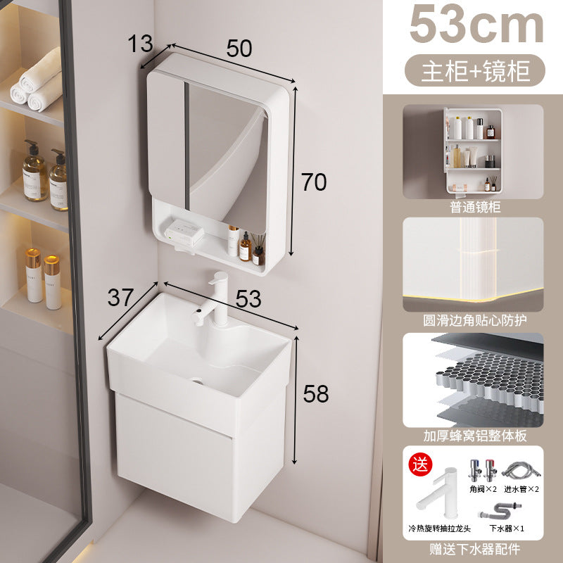 Small apartment circular arc bathroom cabinet deepened wash basin space honeycomb aluminum washbasin cabinet combined toilet washbasin