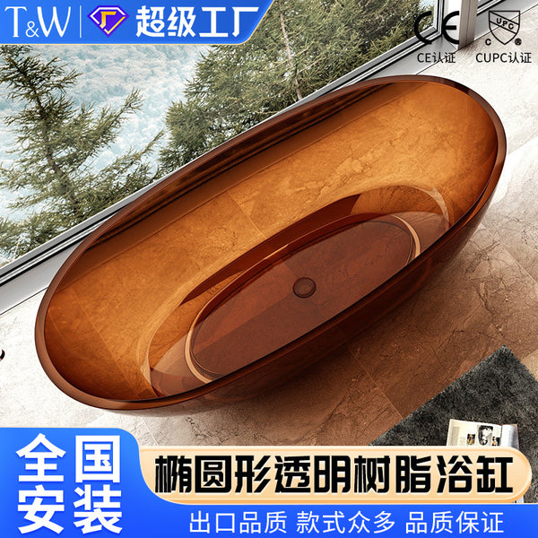Travel Thick Edge Transparent Resin Color Crystal Bathtub Home B & B Hotel Double Bathtub Factory Direct Sales
