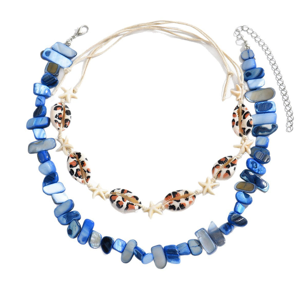 Beaded necklace wholesale european and american cross-border irregular gravel necklace multi-layered wind ocean shell starfish necklace