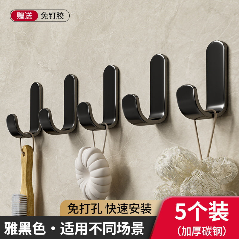 Solid hook, no need to drill holes, strong adhesive, load-bearing, traceless kitchen door, bathroom clothes hanger, sticky hook wardrobe