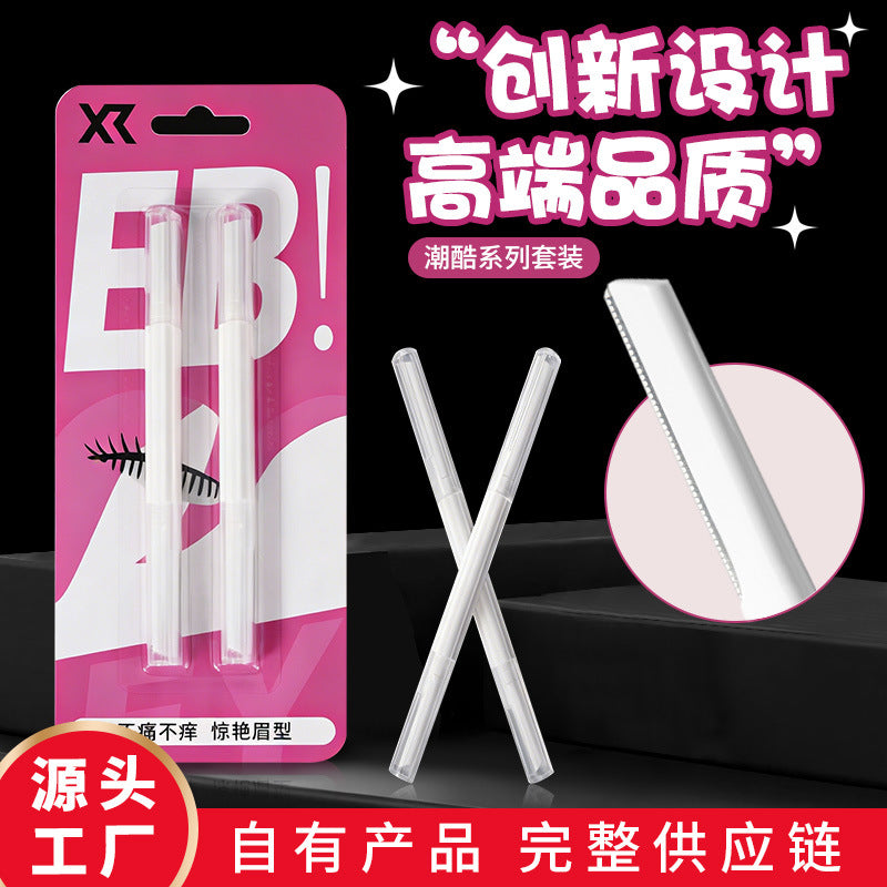 Rhino straight handle double-ended eyebrow razor set - precision shaving tool for women, new beauty & makeup tool wholesale