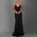 new arrival: cross-border european & american women's clothing -  &  dress: spaghetti strap v-neck backless sequin tie-up gown