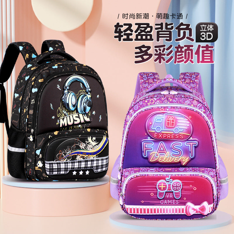 2025 new cute cartoon kids' backpack - large capacity, multi-compartment, lightweight, spine-protecting backpack for grades 1-3