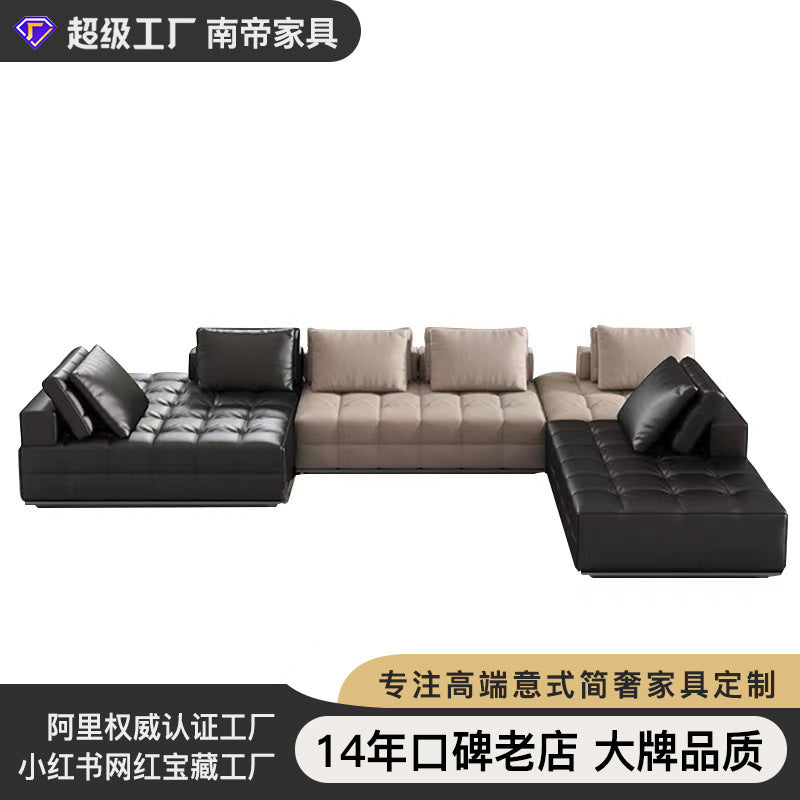 Custom lawrence genuine leather sofa italian minimalist villa living room corner sofa modern sectional sofa set