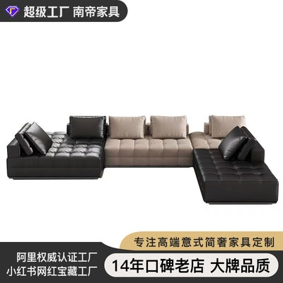 Custom lawrence genuine leather sofa italian minimalist villa living room corner sofa modern sectional sofa set
