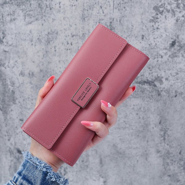 Factory direct sales women's wallet Korean version 30% off long checkered buckle clutch bag multi-card pu leather wallet card bag