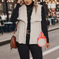 Fall and wintercasualplus sizestuffed waistcoat large lapel stereo embossed texture looseheattech outer wear fat mm women's clothing