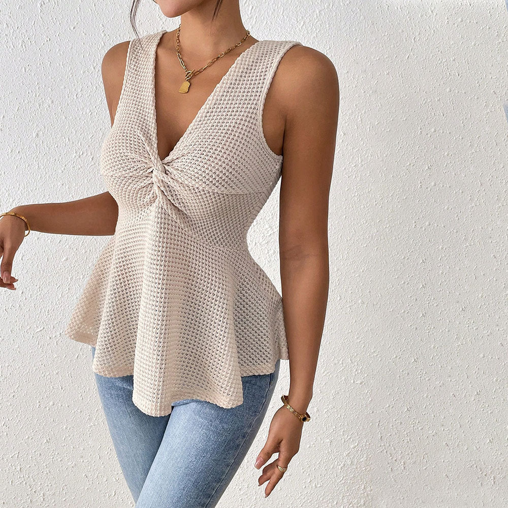 summer new arrival  women's fashion: chic & professional sleeveless v-neck t-shirt - slim fit, figure-flattering, and effortlessly elegant