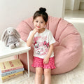 【matching family set】girls' sweet & girly pajamas - summer kids' loose-fit short sleeve & shorts set - stylish baby loungewear