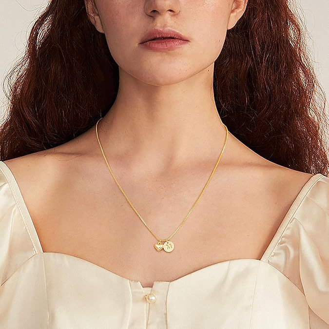 European and american geometric round letter pendant cross-border stainless steel 18k real gold plated necklace women's titanium steel jewelry wholesale