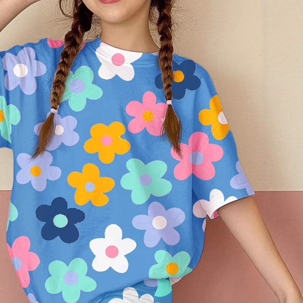 wholesale girls' short-sleeve and shorts sets, fashionable spring, summer, and autumn outfits for girls