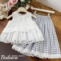 New girls' spring outfit: korean style sleeveless ruffle embroidered set - trendy and stylish children's clothing for baby girls