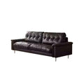 Nebula sofa, glossy black oil wax leather, high-back, small apartment, retro, vintage, southeast asian style