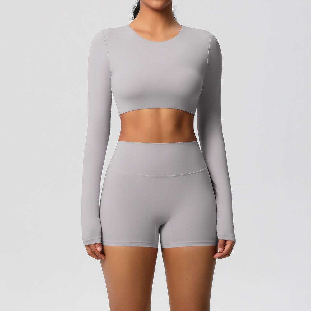 New arrival: european and american style solid color double-sided brushed breathable compression yoga set - 8 piece activewear set for running and fitness
