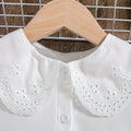 Summer girls' blouse - cross-border supply - pure white peter pan collar puff sleeve cute t-shirt top for young children