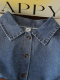 hot-selling girls' a-line denim washed dress with turn-down collar - cross-border exclusive