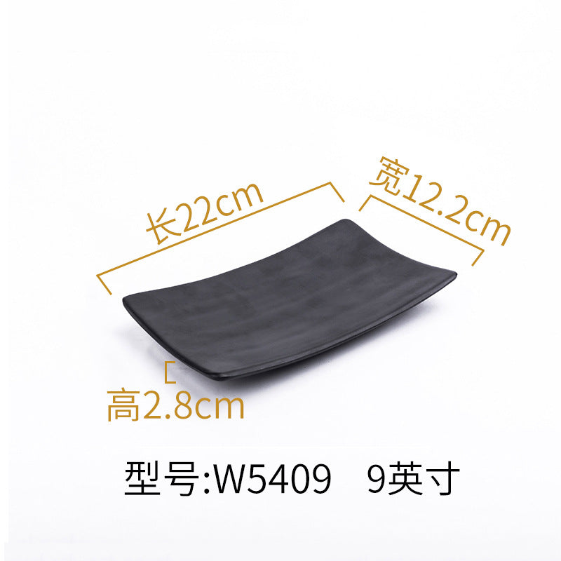 Melamine black tableware plastic dish imitation porcelain dinner plate cold dish plate barbecue hot pot plate barbecue restaurant plate commercial