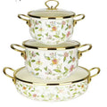 Factory direct sales cross-border hot selling thousands of charming flowers, birds and flowers enamel soup pot 20cm24cm30cm