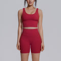 Sexy v-shaped back sports bra high waist hip lifting tight shorts suit quick-drying yoga clothes running fitness clothes