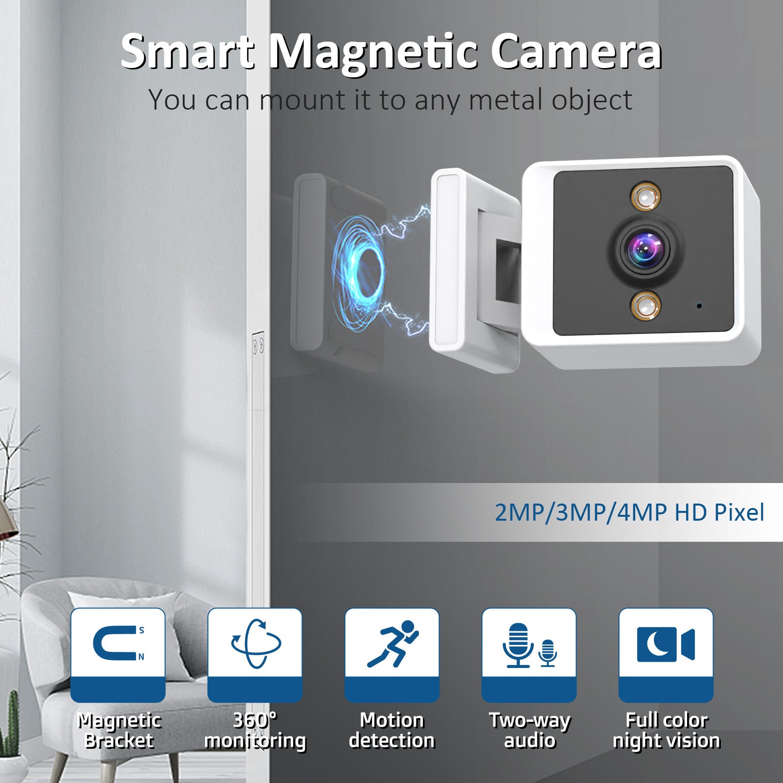 Factory direct sales household magnetic camera all-round no dead angle monitoring   explosion high definition monitor