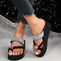 2024 new rhinestone heart flip-flops, cute thong sandals, high heel platform wedge slides