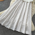 French sleeveless polka dot light luxury elegant dress women's summer slimming look single breasted belt fake two-piece a-line skirt