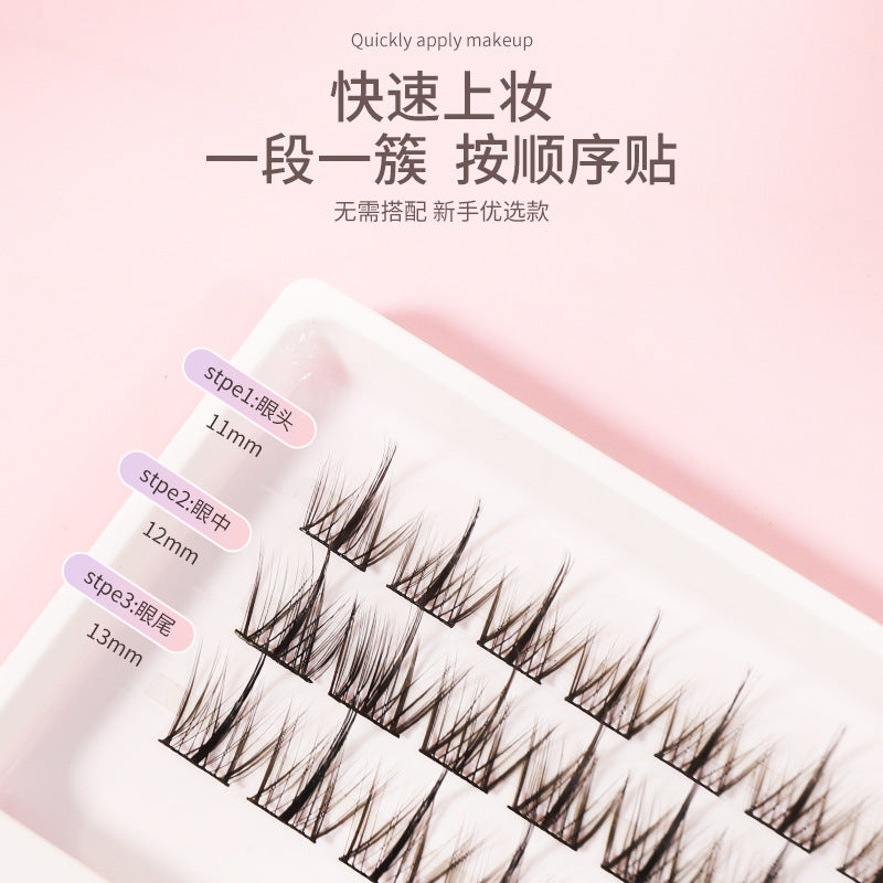 Colorful fenling trilogy false eyelashes lazy eyelashes curling grafting single cluster eyelashes fairy artificial eyelashes