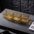 Amber ripple 3-compartment fruit platter with iron stand - heavy-duty plastic