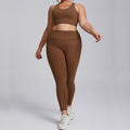 European and american nude feel plus size yoga outfit set - women's premium tight-fitting activewear two-piece set with pockets for fitness