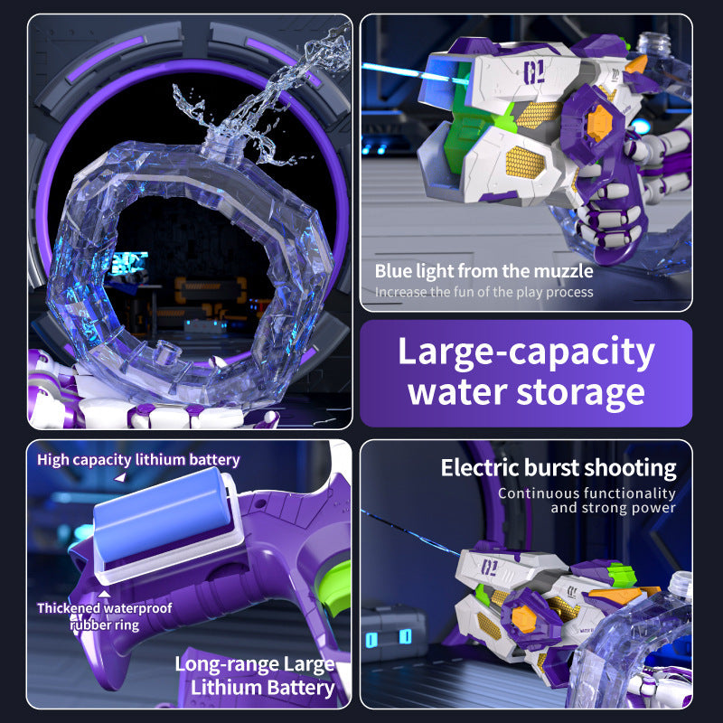 new product mechanical linkage deformation energy gathering ring electric water gun cool light large capacity fully automatic continuous fire