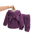 Strawberry bear baby girl flannel pajamas, boy's zip-up warm coral fleece sleepwear plush set for winter