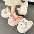 Women's cloud slippers - new 2023 autumn/winter indoor home cute plush rabbit warm cotton slippers