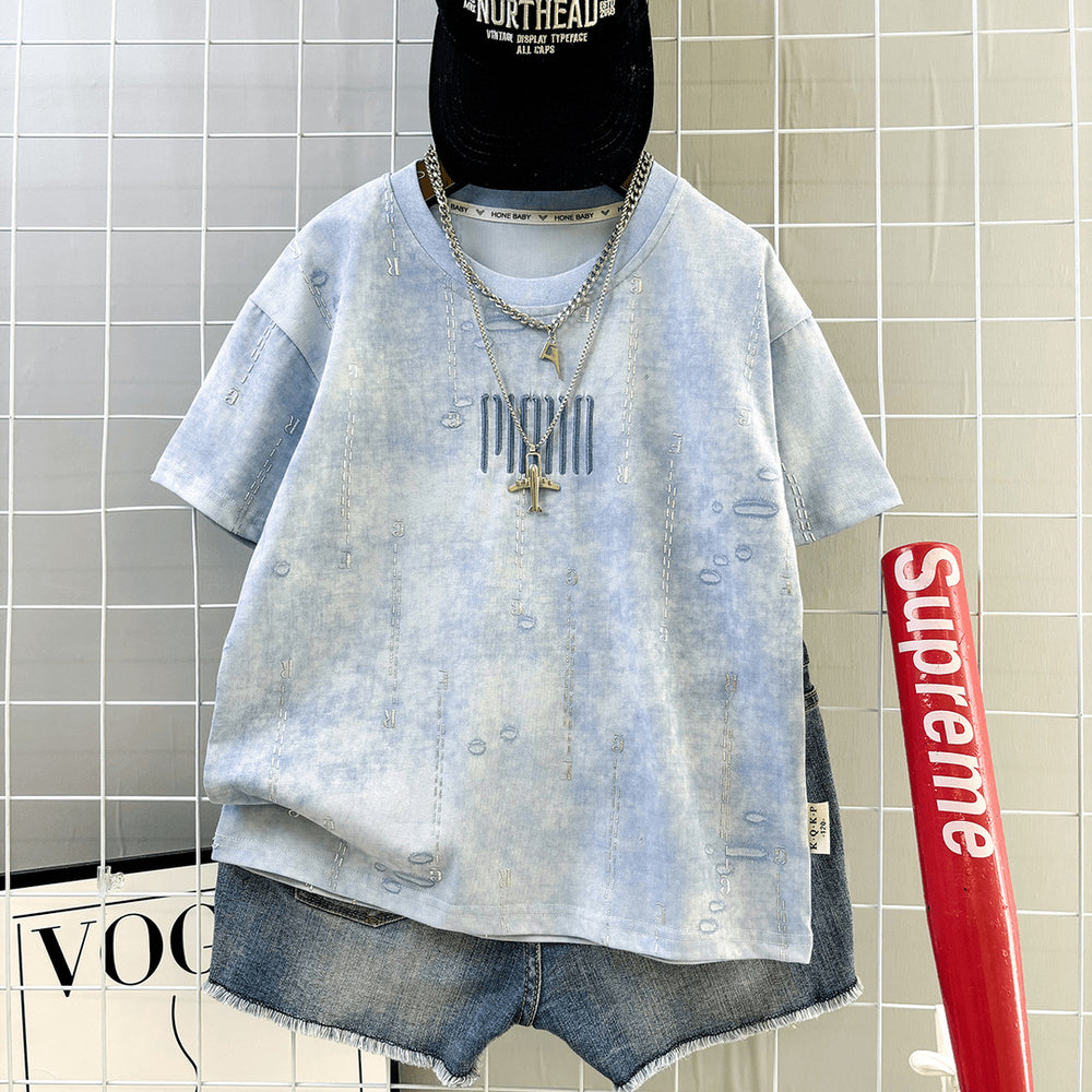 Men's short-sleeve t-shirt - summer lightweight, breathable, ice-feel, loose fit, casual, trendy, sports, kids' summer top, streetwear