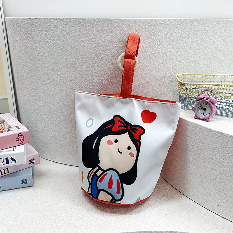 Kids hand-held lunch bag cute forest style lightweight work satchel bag for mothers to travel large capacity canvas bucket bag