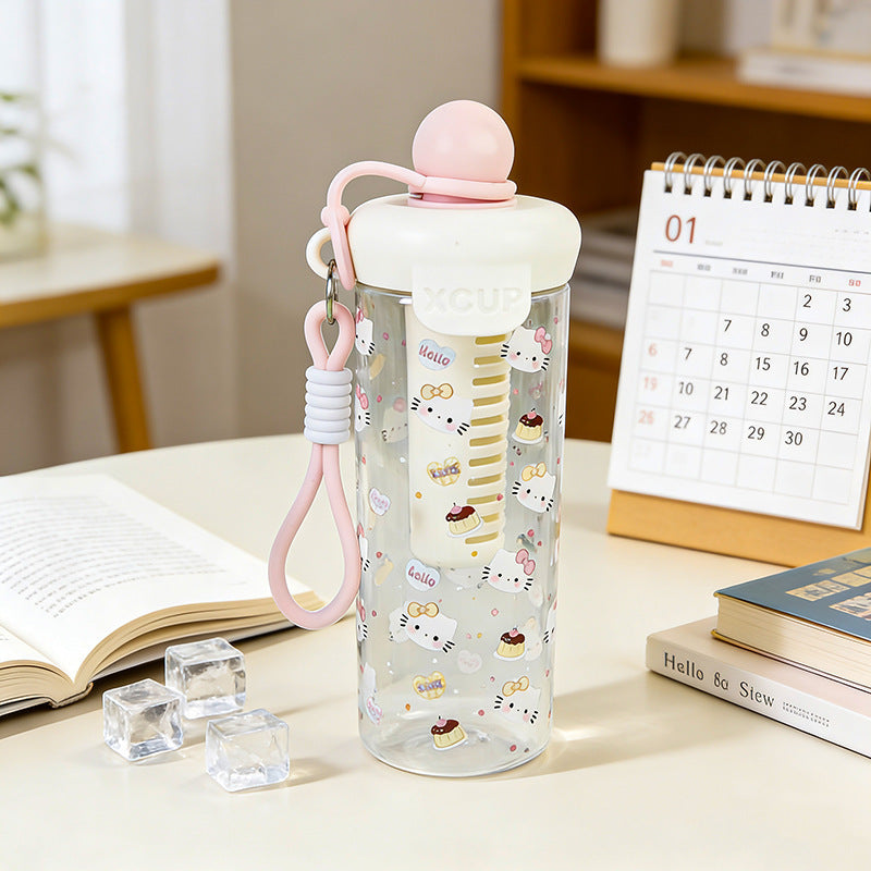 Summer new arrival: minimalist plastic water bottle with straw - stylish, portable, large capacity, dual-drink spout, perfect for women