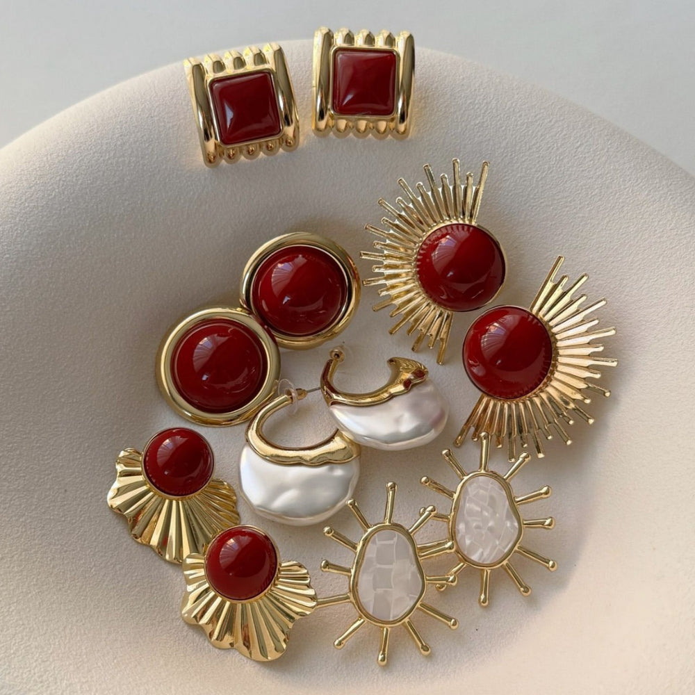 bestseller: french vintage earrings for women, exuding understated luxury and high-end style. these fashionable and elegant earrings feature a round sunburst design with radiating lines